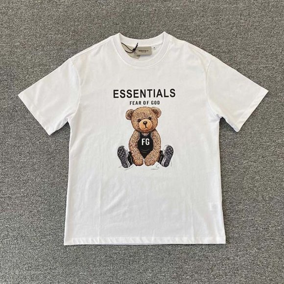 Fear Of God Essentials Teddy Bear Print White T-Shirt - Picture 1 of 8